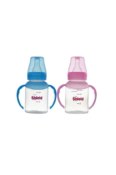Shield Baby Standardneck Classic Feeding Bottle With Handle, +3m, 125ml - Assorted Color - Pack of 1