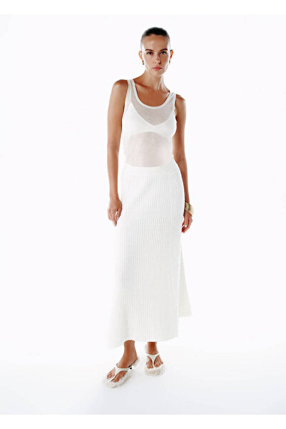 Knitss Ultrafine Merino Wool Blended Knitwear Top Ecru