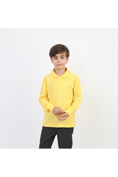 SLOBODA Unisex Yellow Long Sleeve Polo Neck T-Shirt - School Clothing