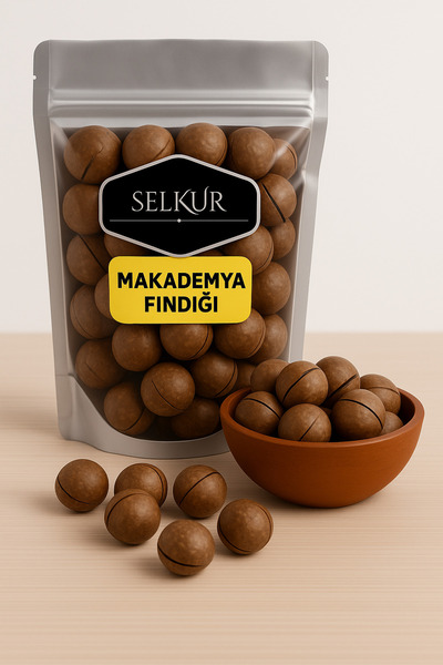 SELKUR Kabuklu Kavrulmuş Makademya Fındığı 1KG(AÇACAK APARATI İLE)