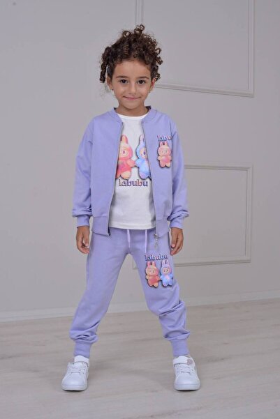 ARBİ kids Girl's Labubu Cardigan Three Piece Combination Back to School