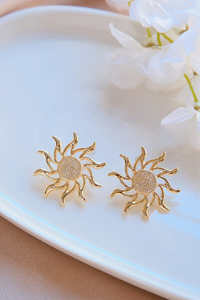 AURRARİ Gold Döngü Güneş Küpe