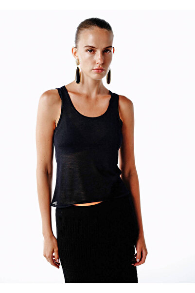 Knitss Ultrafıne Merino Yün Karışımlı Triko Üst Siyah