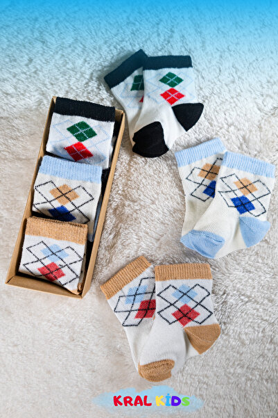 KRAL SOCKS 6 Pairs of Baby Boy Socks Boxed Booties Size – Patterned, Cotton