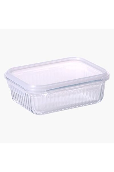 NEOFLAM Wave Lock Rectangular Glass Food Container with Lid, 1.5 Liter Capacity