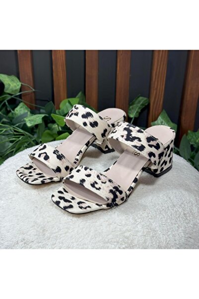 MEY Leopard Pattern Heelled Slippers M1701