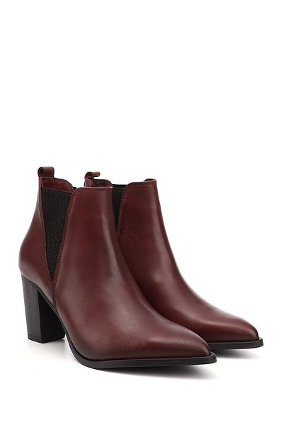 GÖNDERİ(R) Women / Girls Burgundy Antique Heeled Genuine Leather Chelsea Boots
