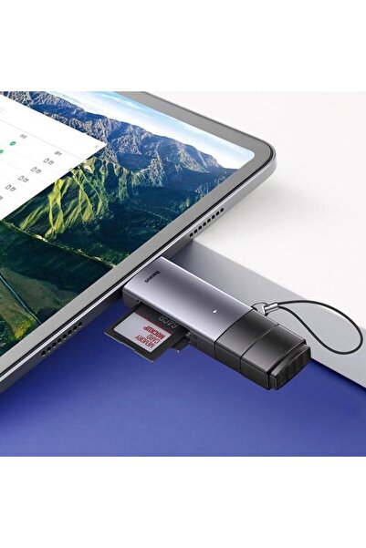 Baseus Adaptor for MicroSD/SD Memory Card Reader by Baseus, 2 TB, USB 3.0/USB-C, Black/Grey