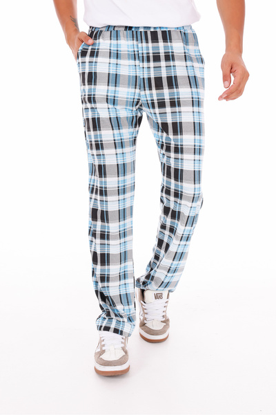 Arvin Men's Viscose Cotton Pocket Plaid Printed Elastic Waist Pajama Bottoms Tracksuit