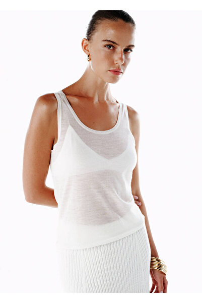 Knitss Ultrafine Merino Wool Blended Knitwear Top Ecru