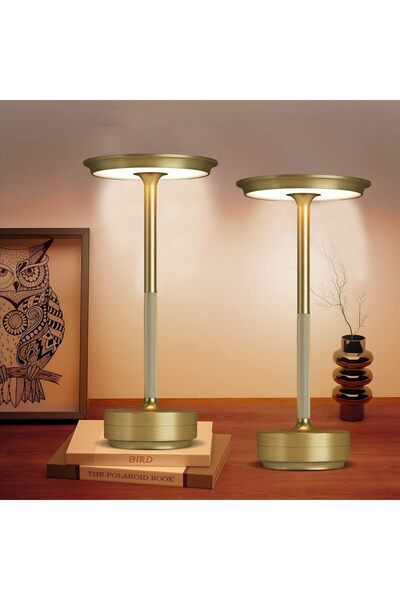Taimi Pack Of 2 Rechargeable Wireless,3 Colors Lamp with ,Dimmable Night Light,gold