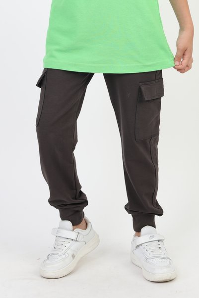 SLOBODA Unisex Printed Ribbed Cargo Pocket Smoked Color Tracksuit Bottoms School Tracksuit