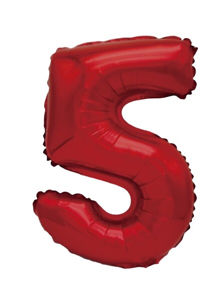 SDX Market Metallic foil balloon, Mirific Party, number 5, 40 cm, Red
