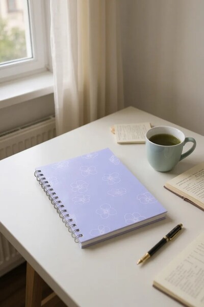 Chi-Chi Papers A5 Checkered Spiral Notebook |   Handmade, 96 Sheets, Ivory Paper