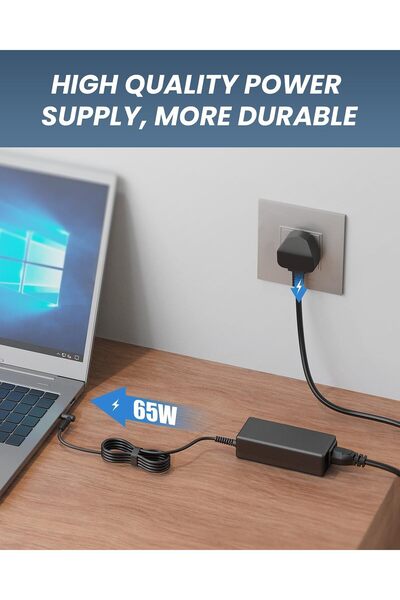VINSOC 65W Laptop Charger with DC Barrel Connector, Single Port