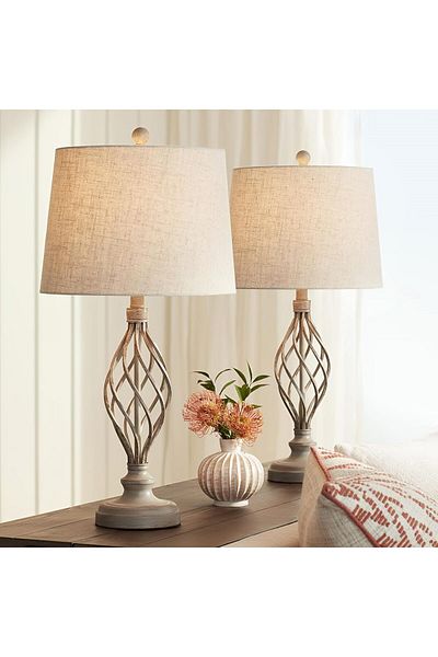Taimi Pack of 2 Modern Industrial Cream Sand Iron Table Lamp for Bedroom Living Room Home Bedside Office