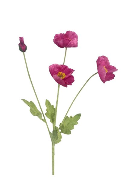 Nettenevime Yapay Çiçek Gelincik Çiçeği Fuşya Renk 3 Çiçek 1 Tomurcuk 59Cm