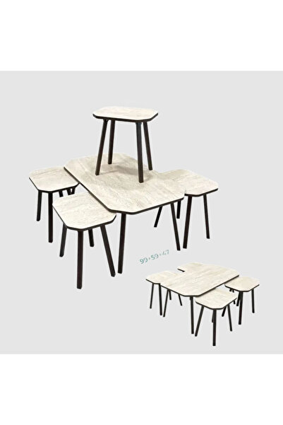 Tasamem Dafia 5-piece Turkish wooden sofa table set