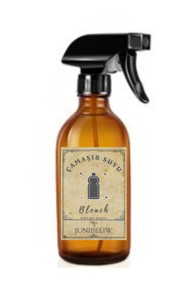 junibeliw Amber Cam Şişe 500ml Çamaşır Suyu Etiketli Temizleyici Sprey Vintag...