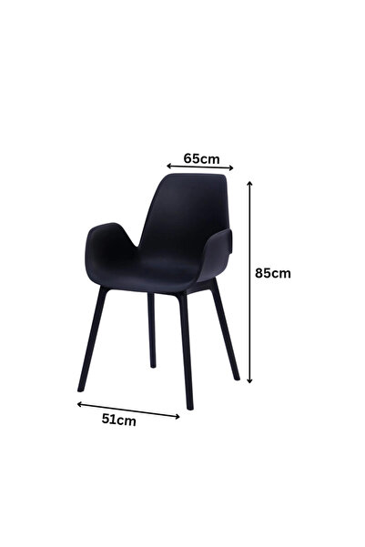 Ebticar Single Plastic Chair with Armrests – black