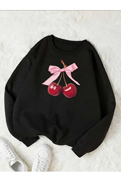 tkn your style Φούτερ Unisex με σχέδιο με κορδέλα και στάμπα κερασιού, μοντέρ...