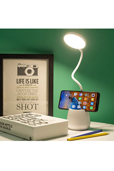 Folveit Şarjlı Masa Lambası 3 Renk Dokunmatik Telefon Standlı Bükülebilir Çal...