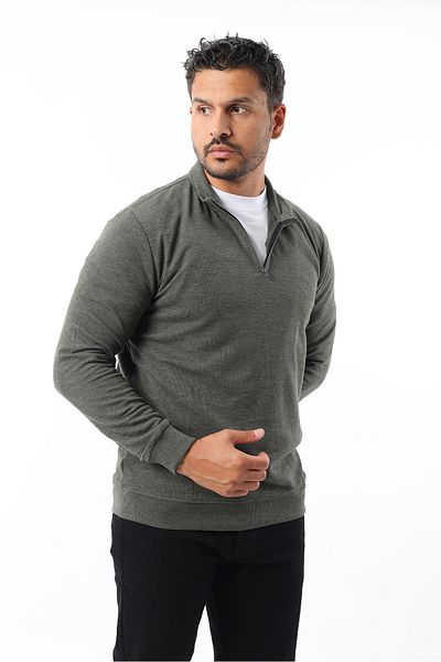 Rodrigo Men's Thessaloniki 100% Cotton Stand Collar Half Zip Sweatshirt