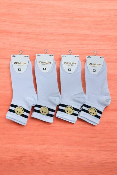 ZENGİN 4 чифта безшевни дамски къси чорапи с емоджи