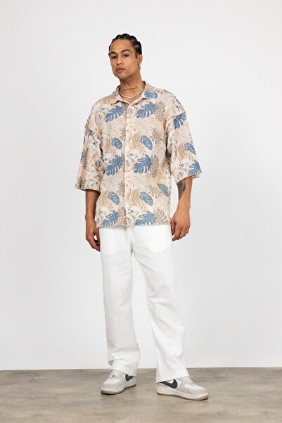 İLKCET MODA Πουκάμισο με ψηφιακό σχέδιο με μισό μανίκι