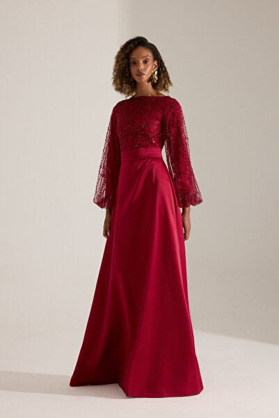 BETTY & SAM CHARBEL KOYU KIRMIZI GECE ELBİSESİ