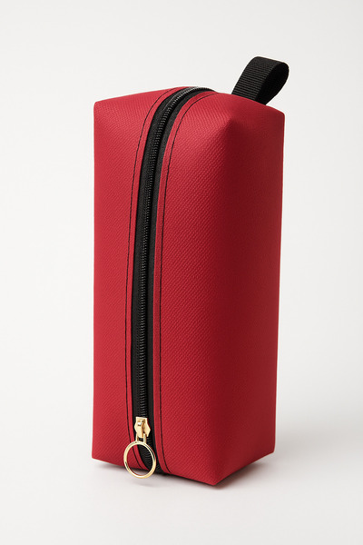 HİG HOME Zippered Burgundy Pencil Case – Pen, Eraser and Accessory Organizer