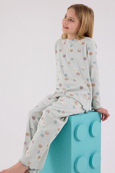 HAUSEkids 2-8 Years Shining Cat Girl's Suit-Mint Green