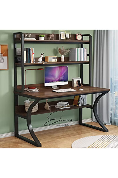 Elinoxa 720-0262 Ofis Bilgisayar Masası, Entegre Raflı, Metal Ayaklı Çalışma Masası 80x60x170h