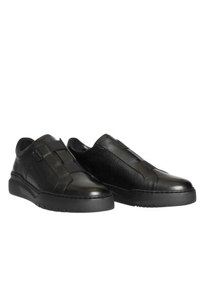 Platin Black Leather Men's Casual Shoes