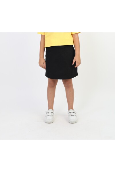 SLOBODA Girl's Ribbed Lace Black Shorts Skirt School Skirt