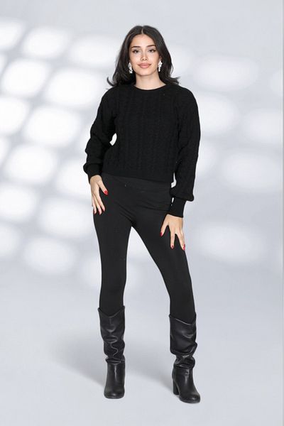 NEWCO Knit Detailed Patterned Loose Knitwear Sweater Crew Neck Comfortable Fit Stylish Daily Model