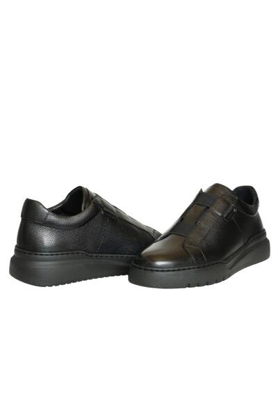 Platin Black Leather Men's Casual Shoes