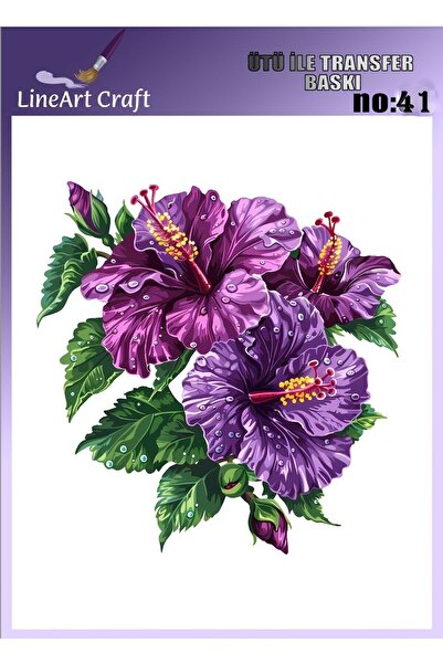 LİNEART Ütü ile Yapışan Kumaş Baskı, Kumaş Dekopaj, KD41, 20x20cm