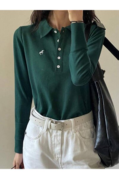 Gofeel Düğmeli Polo Yaka Fit Uzun Kollu T-shirt