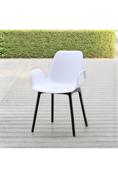 Ebticar Single Plastic Chair with Armrests – white