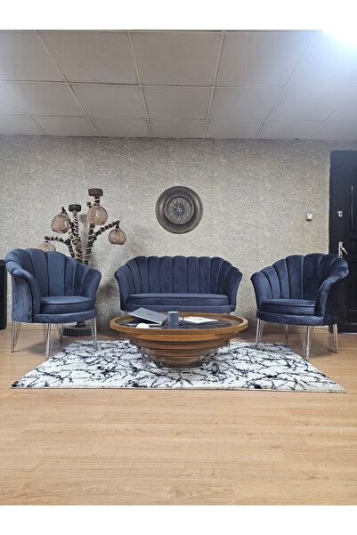 ZAFİR İstiridye Takım Krom Kaplama Telli Ayak Çay Seti Koltuk Takımı