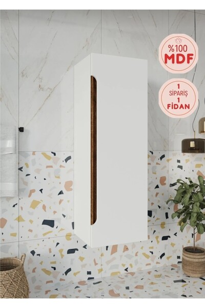 Banyo Gül 120 Cm Beyaz %100 Mdf Banyo Boy Dolabı