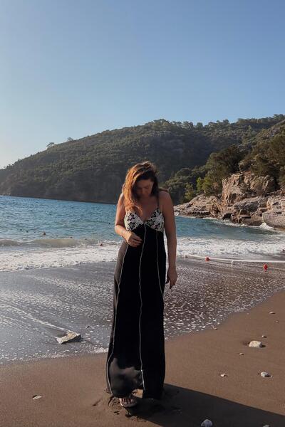 ELVAN TOLON Nakışlı Siyah Elbise