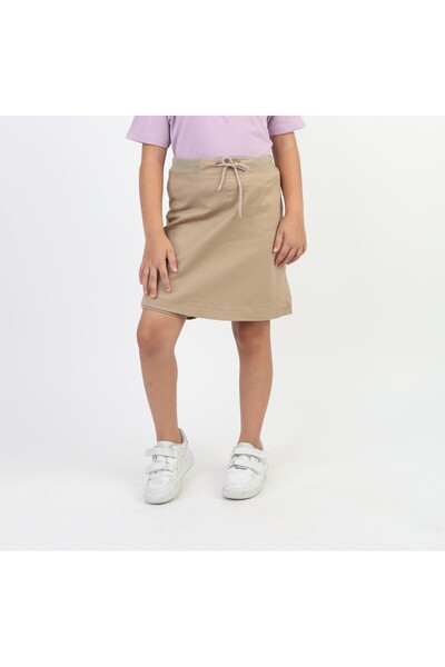SLOBODA Girl's Ribbed Beige Color Shorts Skirt School Skirt