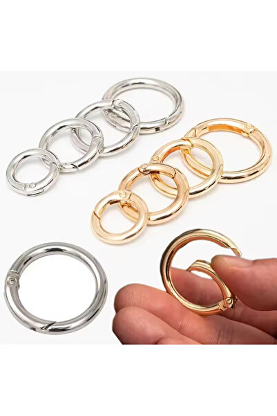 İsmet toka 20 Pcs - 2 cm Openable Round Carabiner Keychain (Silver) - Metal Accessory