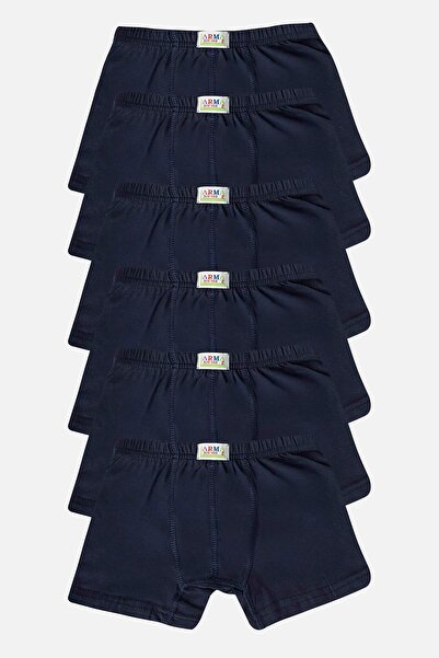 Arma Yıldız Boy's Plain Cotton Lycra Navy Blue Boxer Pack of 6