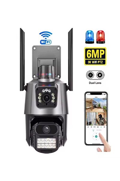 Cais GUARD APRONX 2 Kameralı 6MP Polis Çakarlı Yapay Zekalı İnsan Algılamalı Wifi Dış mekan Güvenlik Kamerası