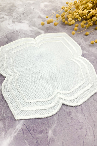 WEARE2 White Colored Moonrise Embroidered Cocktail Napkin