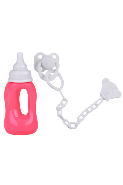 Moni Baby girl doll 36cm with dress, headband, socks, pacifier and bottle included Pink