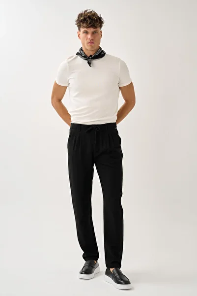 ALEXANDERGARDI Regular Fit Elastic Waist Linen Trousers